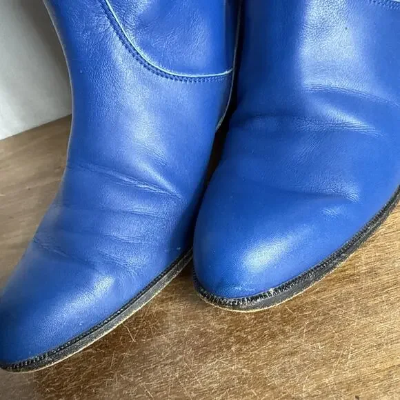 Sesto Meucci Blue Italian Leather Boots Women's 6 Western Style Cowgirl Cowboy - Picture 7 of 12